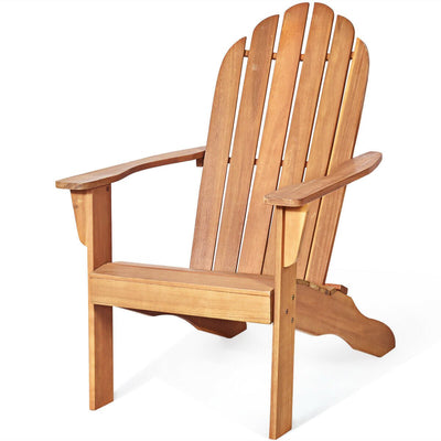 Acacia Wood Outdoor Adirondack Chair with Ergonomic Design-Natural - Relaxacare