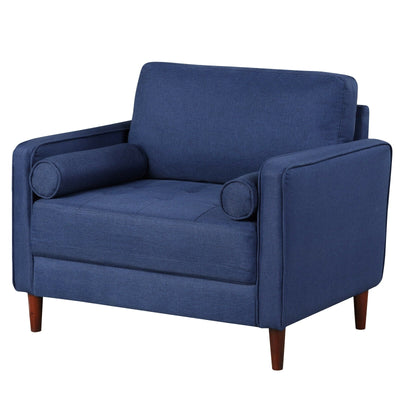 Accent Oversized Linen Club Armchair with Pillows and Rubber Wood Legs - Relaxacare