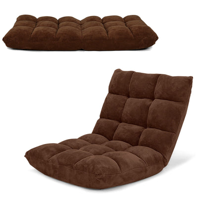 Adjustable 14-position Cushioned Floor Chair-Coffee - Relaxacare