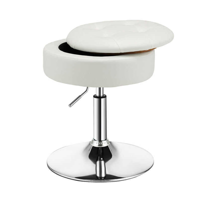 Adjustable 360° Swivel Storage Vanity Stool with Removable Tray - Relaxacare