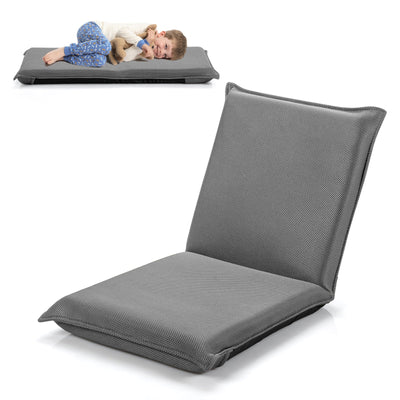 Adjustable 6 positions Folding Lazy Man Sofa Chair Floor Chair-Gray - Relaxacare