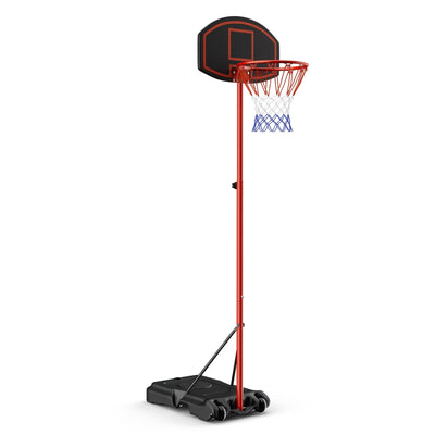 Adjustable Basketball Hoop System Stand Portable with 2 Wheels Fillable Base-Black & Red - Relaxacare