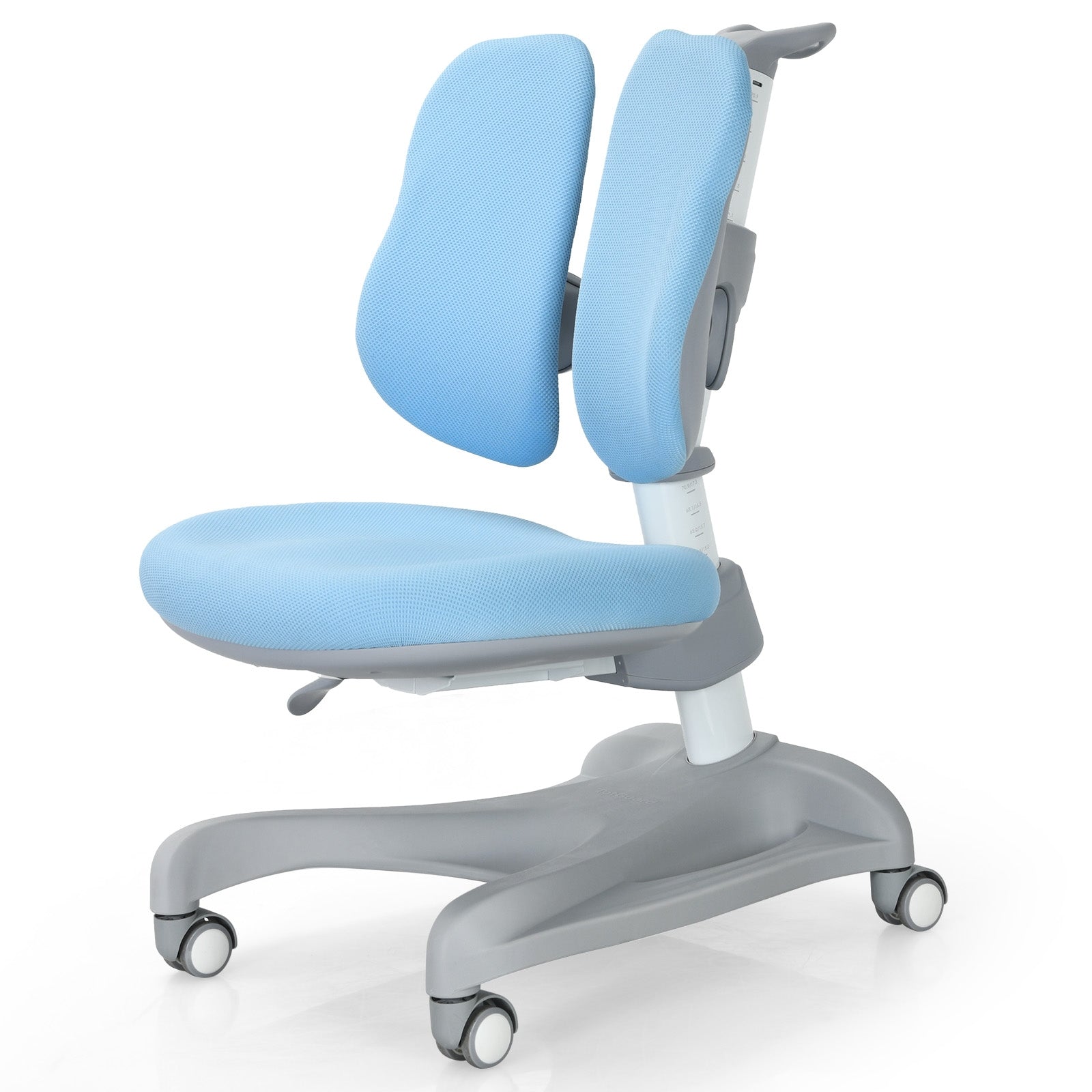 Adjustable Height Student Chair with Sit-Brake Casters and Lumbar Supp