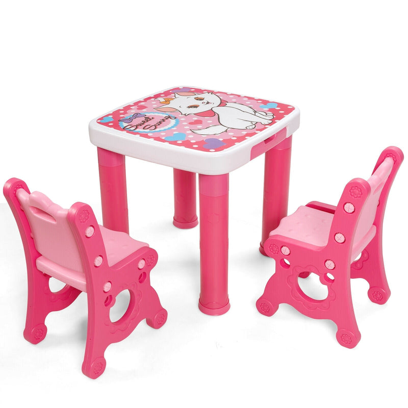 Adjustable Kids Activity Play Table and 2 Chairs Set withStorage Drawer-Pink - Relaxacare