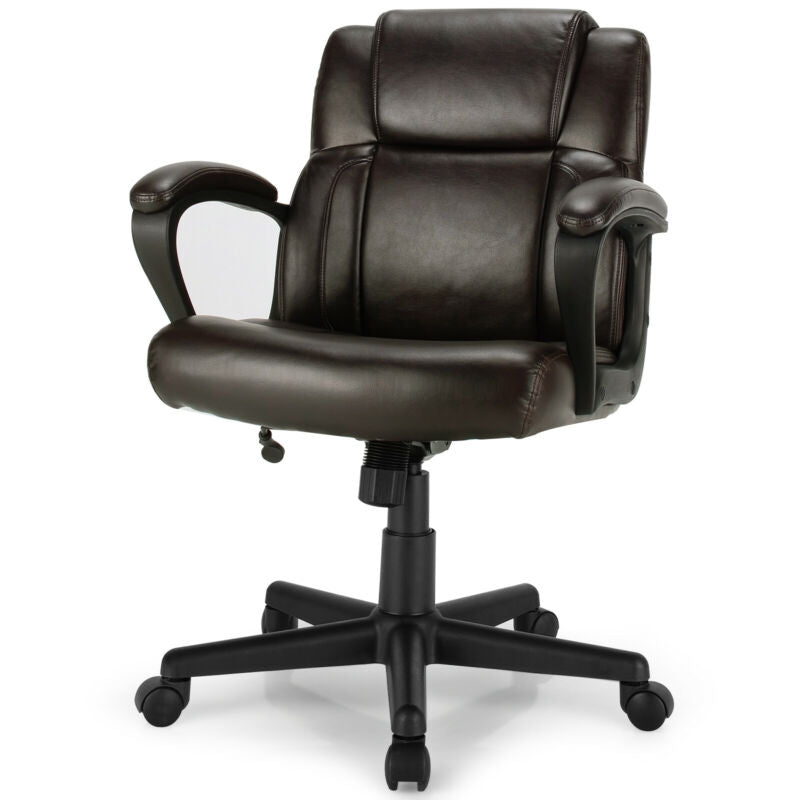 Adjustable Leather Executive Office Chair Computer Desk Chair with Armrest - Relaxacare