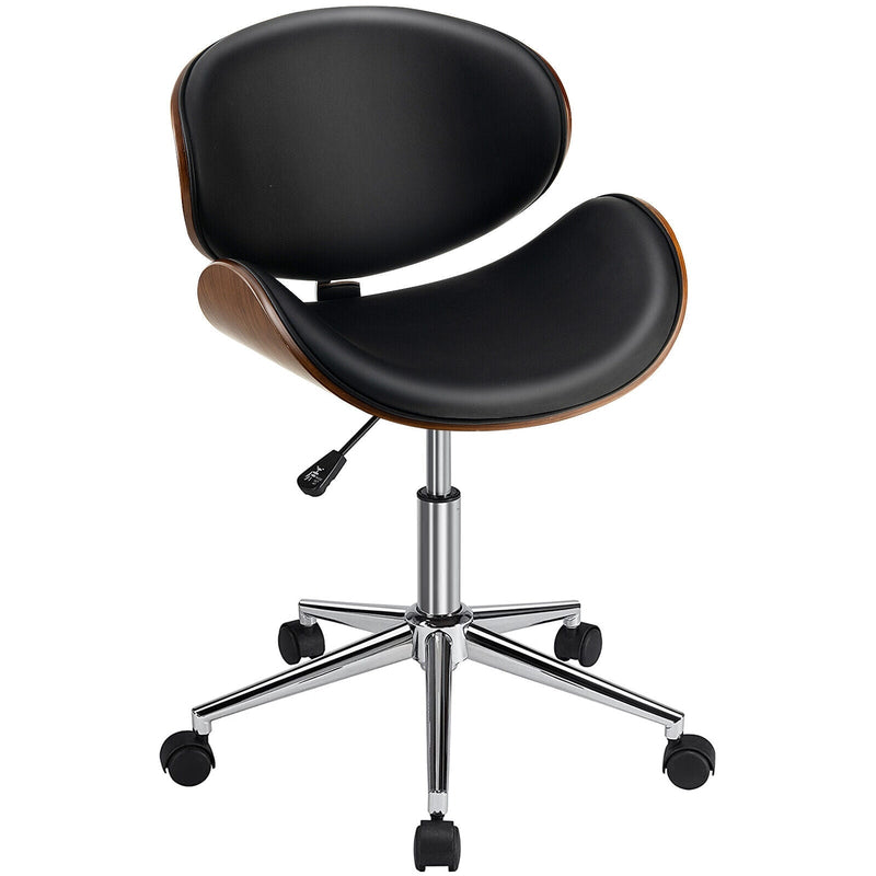 Adjustable Leather Office Chair Swivel Bentwood Desk Chair with Curved Seat - Relaxacare