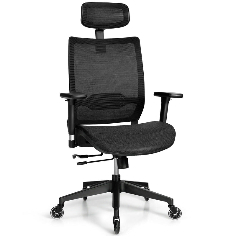 Adjustable Mesh Computer Chair with Sliding Seat and Lumbar Support-Black - Relaxacare