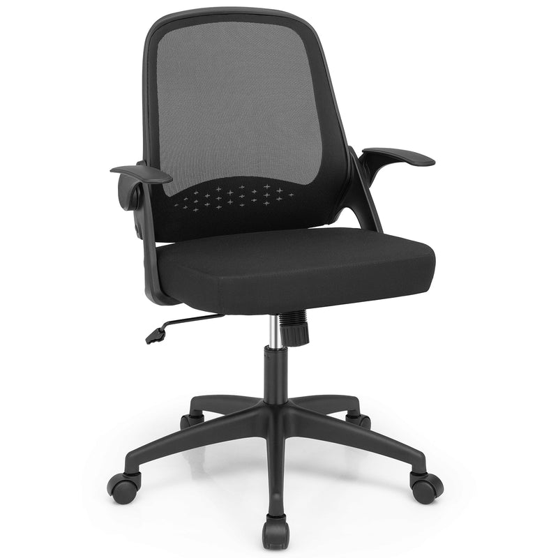 Adjustable Mesh Office Chair Rolling Computer Desk Chair with Flip-up Armrest-Black - Relaxacare