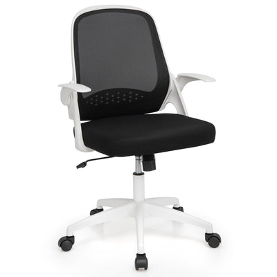 Adjustable Mesh Office Chair Rolling Computer Desk Chair with Flip-up Armrest-White - Relaxacare
