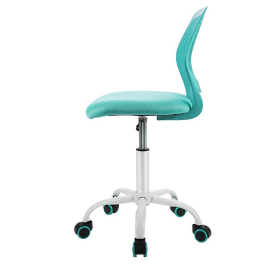 Adjustable Office Task Desk Armless Chair-Turquoise - Relaxacare