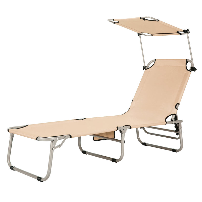Adjustable Outdoor Beach Patio Pool Recliner with Sun Shade - Relaxacare