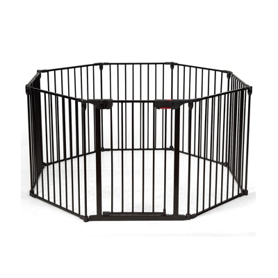 Adjustable Panel Baby Safe Metal Gate Play Yard-Black - Relaxacare