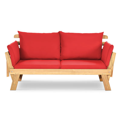 Adjustable Patio Convertible Sofa with Thick Cushion -Red - Relaxacare