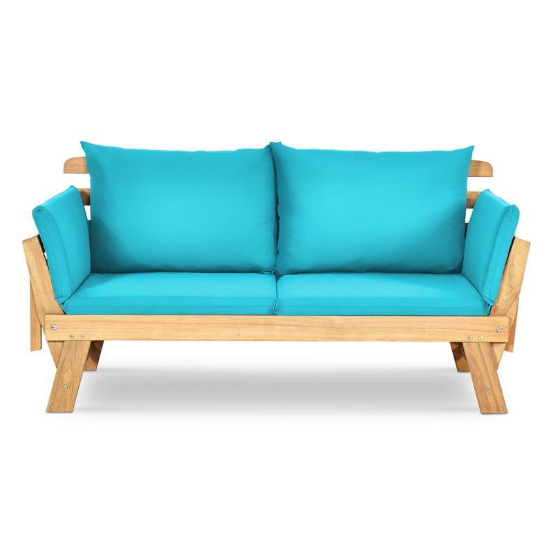 Adjustable Patio Convertible Sofa with Thick Cushion -Turquoise - Relaxacare