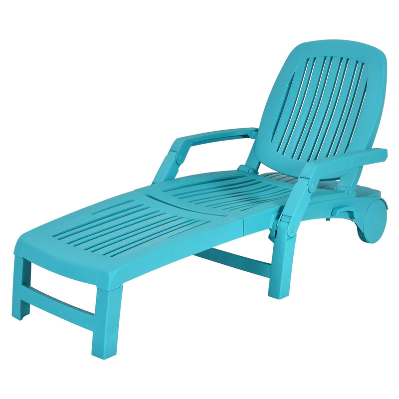 Adjustable Patio Sun Lounger with Weather Resistant Wheels-Turquoise - Relaxacare