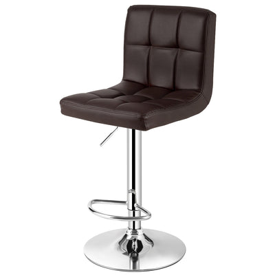 Adjustable Swivel Bar Stool with PU Leather-Brown - Relaxacare