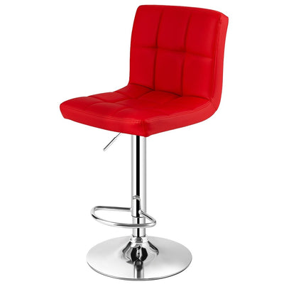 Adjustable Swivel Bar Stool with PU Leather-Red - Relaxacare