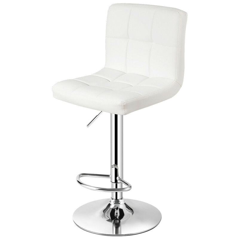 Adjustable Swivel Bar Stool with PU Leather-White - Relaxacare