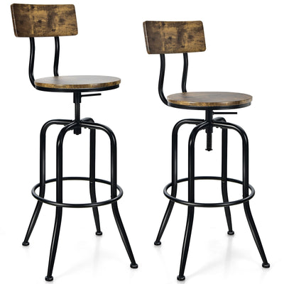 Adjustable Swivel Counter-Height Stool with Arc-Shaped Backrest-Rustic Brown - Relaxacare