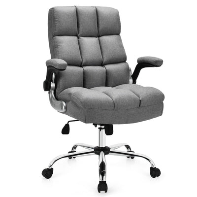 Adjustable Swivel Office Chair with High Back and Flip-up Arm for Home and Office-Gray - Relaxacare