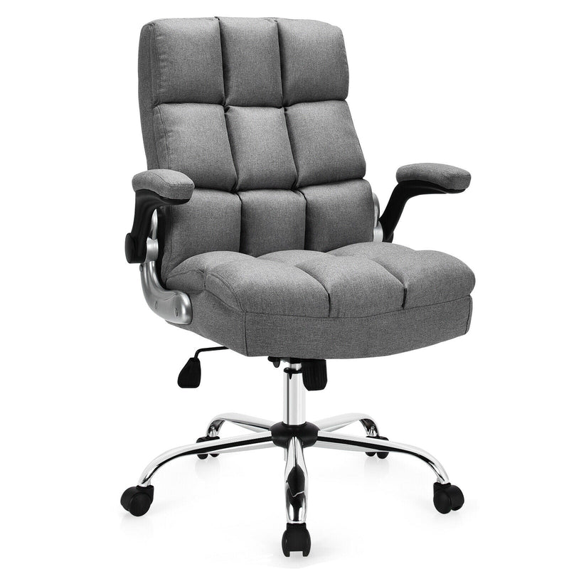 Adjustable Swivel Office Chair with High Back and Flip-up Arm for Home and Office-Gray - Relaxacare