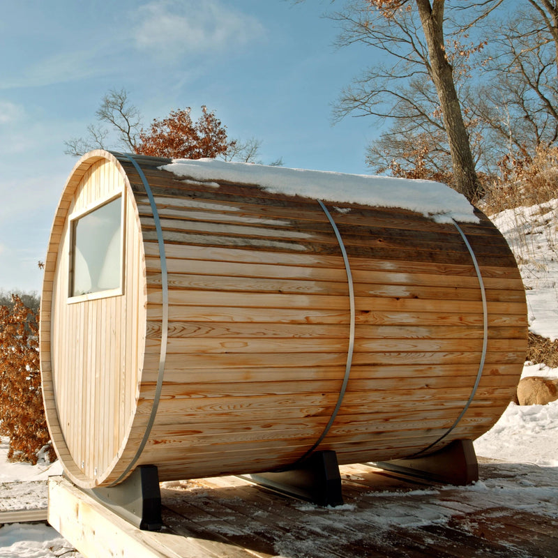 ALMOST HEAVEN - Huntington - 4-6 Person Canopy Barrel Outdoor Sauna - Relaxacare