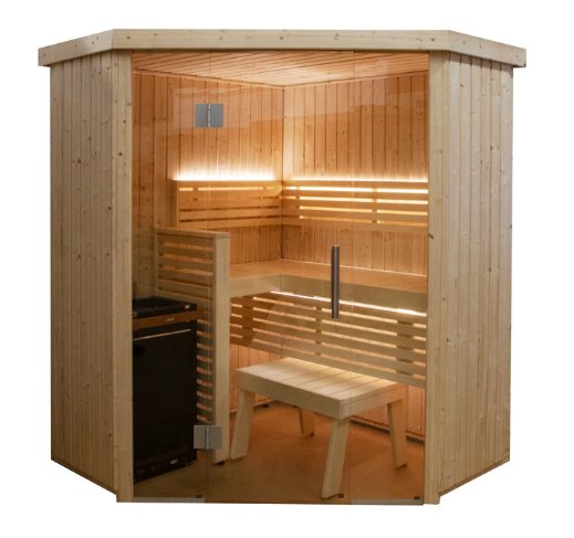 ALMOST HEAVEN - Nordic Corner Cut 4-Person Indoor Traditional Sauna - Relaxacare