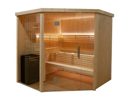 ALMOST HEAVEN - Nordic Corner Cut 6-Person Indoor Traditional Sauna - Relaxacare