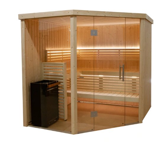 ALMOST HEAVEN - Nordic Corner Cut 6-Person Indoor Traditional Sauna - Relaxacare