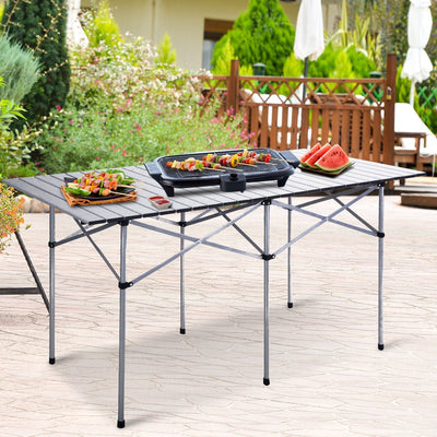 Aluminum Roll Up Folding Camping Rectangle Picnic Table - Relaxacare