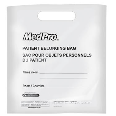 AMG - White MedPro Patient Belonging Bags Cutout Handle (250 per case) - Relaxacare