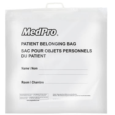 AMG - White MedPro Patient Belonging Bags Rigid Handle (250 per case) - Relaxacare