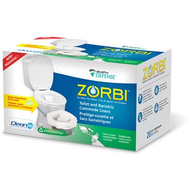 AMG - ZORBI™ Toilet and Bariatric Commode Liners (20 per roll, 1 roll per box) - Relaxacare