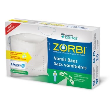 AMG - ZORBI™ Vomit Bags with Cleanis Technology inside (20 Bags / Box) - Relaxacare