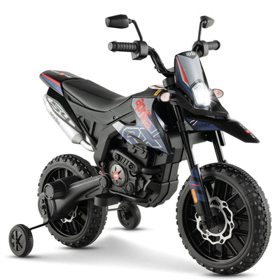Aprilia Licensed Kids Ride On Motorcycle with 2 Training Wheels-Navy - Relaxacare