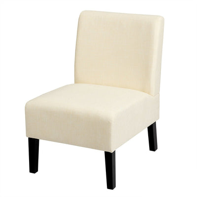 Armless Accent Chair with Rubber Wood Legs-Beige - Relaxacare