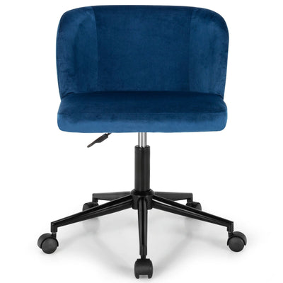 Armless Adjustable Swivel Velvet Home Office Leisure Vanity Chair-Blue - Relaxacare