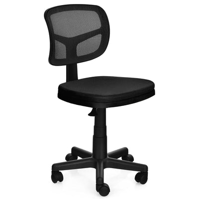 Armless Computer Chair with Height Adjustment and Breathable Mesh for Home Office-Black - Relaxacare