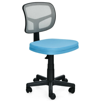 Armless Computer Chair with Height Adjustment and Breathable Mesh for Home Office-Blue - Relaxacare