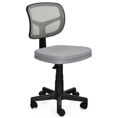 Armless Computer Chair with Height Adjustment and Breathable Mesh for Home Office-Gray - Relaxacare