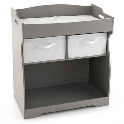 Baby Changing Table with 2 Drawers and Large Storage Bin-Gray - Relaxacare