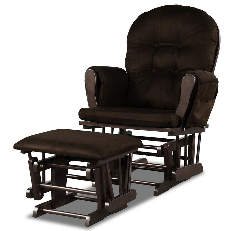 Baby Nursery Relax Rocker Rocking Chair Glider and Ottoman Set-Brown - Relaxacare