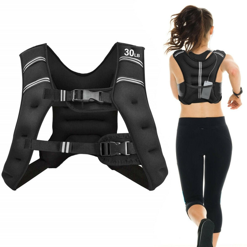 Backordered-30LBS Workout Weighted Vest with Mesh Bag Adjustable Buckle - Relaxacare