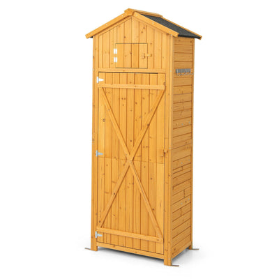 backordered-71 Inch Tall Garden Tool Storage Cabinet with Lockable Doors and Foldable Table - Relaxacare