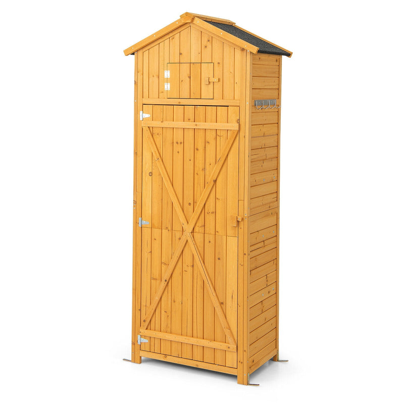 backordered-71 Inch Tall Garden Tool Storage Cabinet with Lockable Doors and Foldable Table - Relaxacare