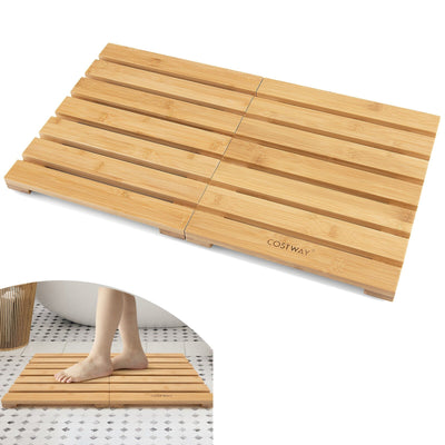 Bamboo Bath Mat with Non-slip Pads and Slatted Design-Natural - Relaxacare