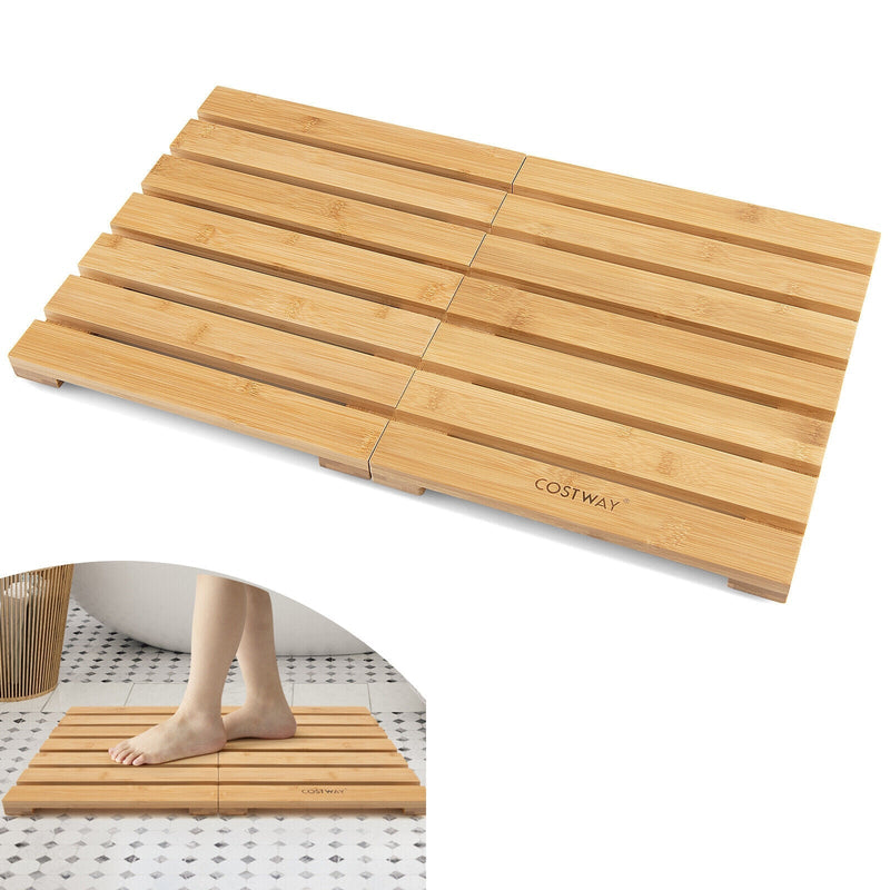 Bamboo Bath Mat with Non-slip Pads and Slatted Design-Natural - Relaxacare