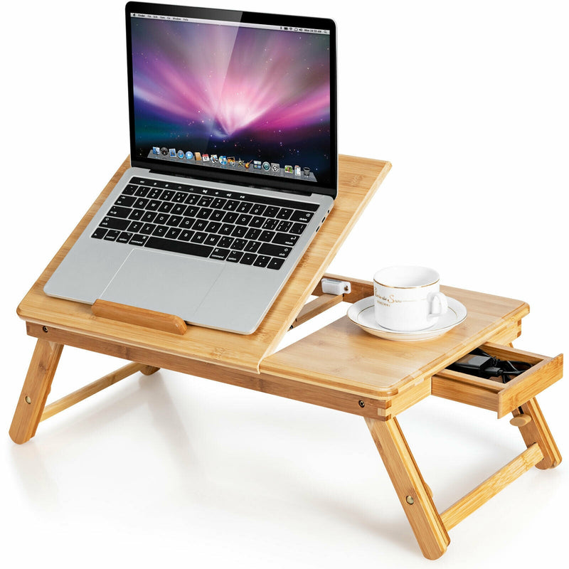 Bamboo Laptop Desk with Tilting Top and Drawer - Relaxacare