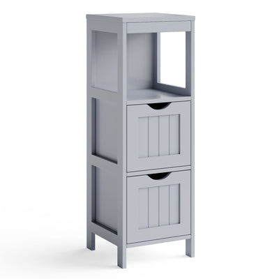Bathroom Floor Storage Cabinet with 2 Drawers for Small Space-Gray - Relaxacare