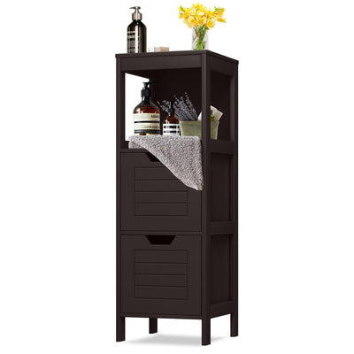 Bathroom Wooden Floor Cabinet Multifunction Storage Rack Stand Organizer-Coffee - Relaxacare
